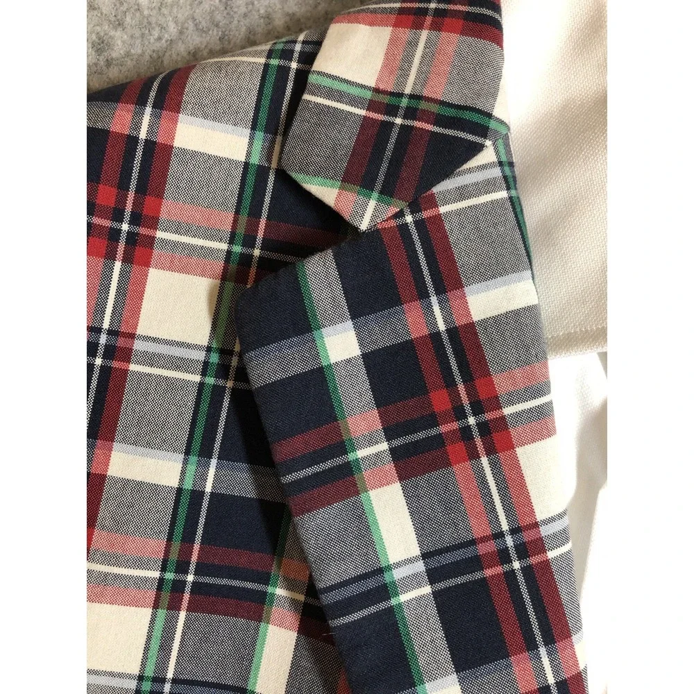 Brooks Brothers Blazer 40S Blue Check 346 Madison Fit Cotton Suit Coat Jacket